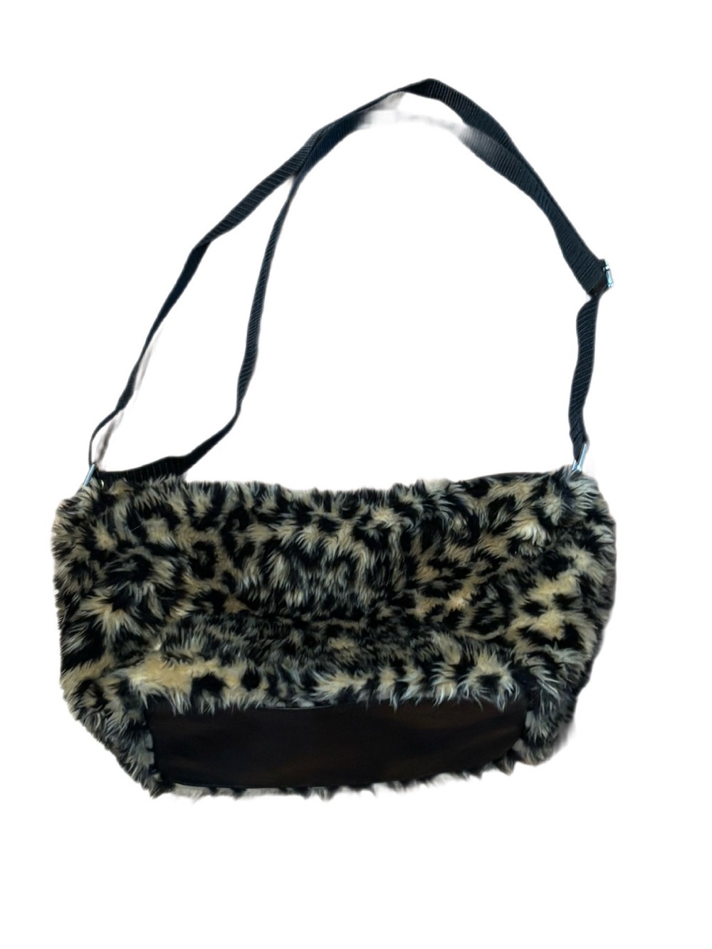 Deb & Dave LA NY Fuzzy Faux Fur Leopard Print Crossbody Bag - EUC